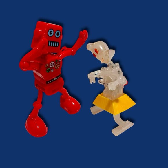 Lot of RARE Vintage Plastic Dime Store Windup Toys. Dancing Robots. - Picture 2 of 8